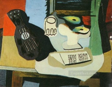 Guitare verre et compotier avec fruits 1924 Cubism Oil Paintings
